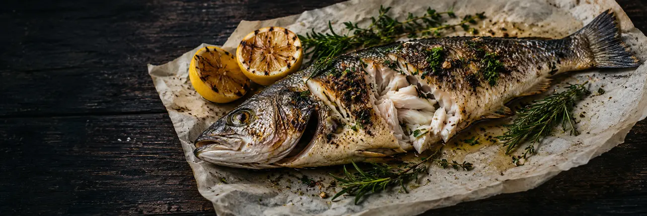 Whole fish prepared for the table